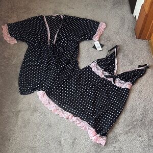 Seductive Wear by Cinema Etoile Lace Trim Chiffon Kimono & Chemise Set SIZE S